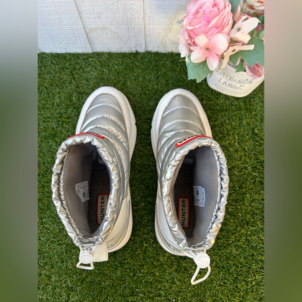 HUNTER WomenAnne Insulated Waterproof Snow Booties SILVER size 6 US NEW - Picture 13 of 16
